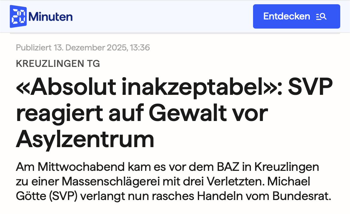 Massenschlägerei vor BAZ in Kreuzlingen: Götte fordert sofortige Massnahmen