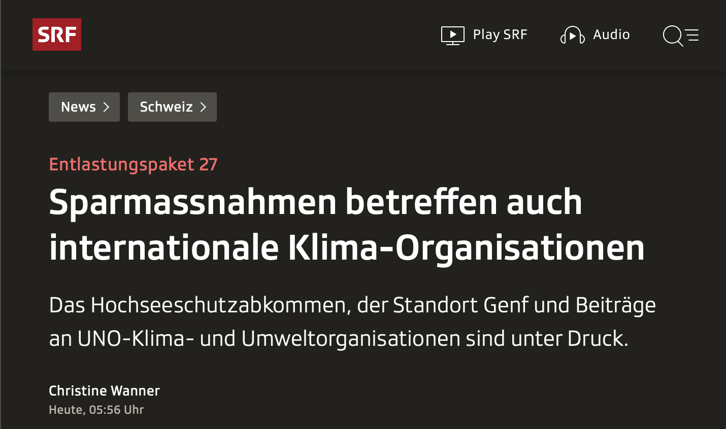 Sparmassnahmen betreffen auch internationale Klima-Organisationen