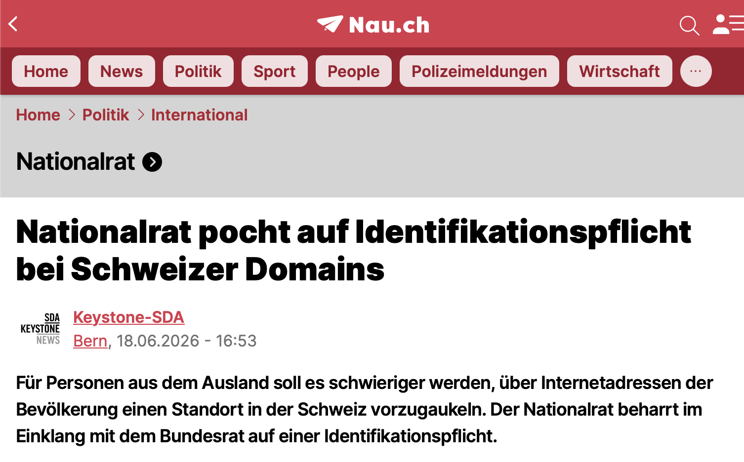 Nationalrat pocht auf Identifikationspflicht bei Schweizer Domains